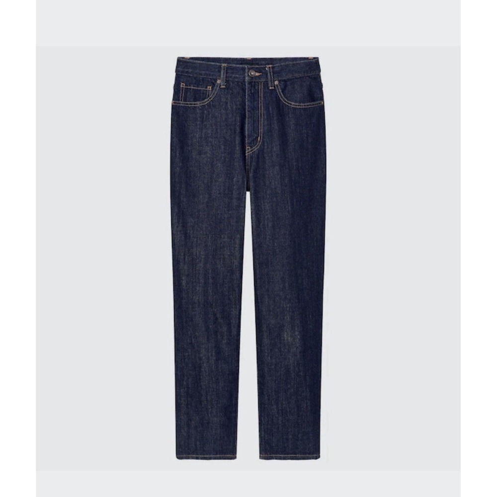 Uniqlo Jeans Women's Blue High Rise Straight Mom Boyfriend Denim Pants 24 Preppy